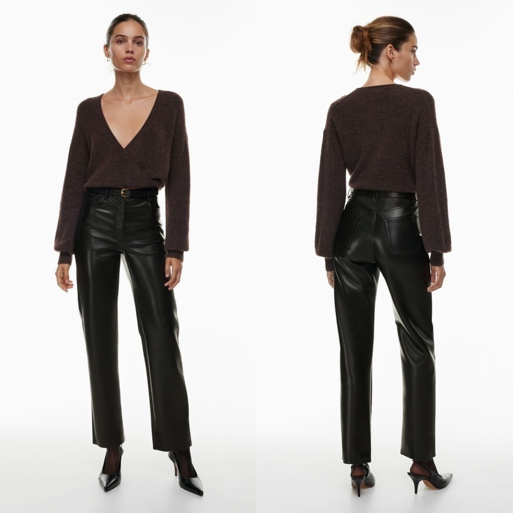 NEW Aritzia Wilfred The Melina High-waisted Vegan Leather Pants Black